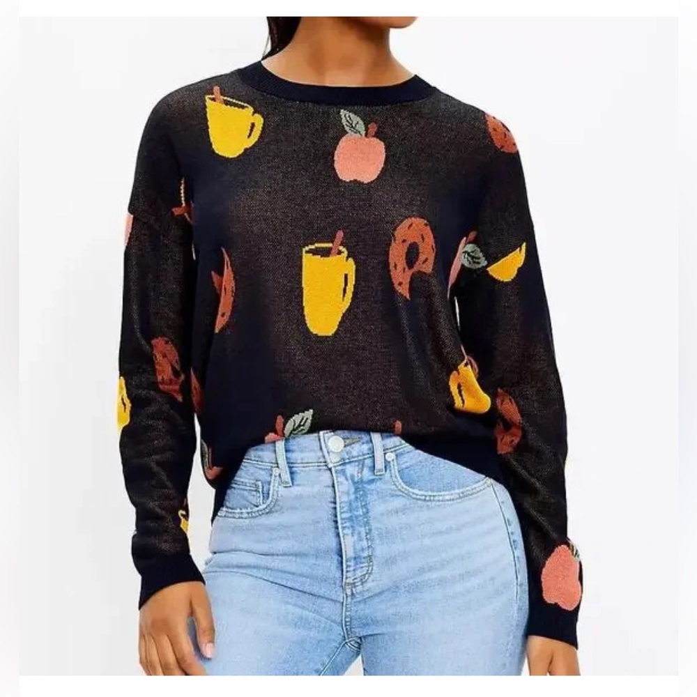 Loft Apple Cider Donut Sweater Cozy Autumn